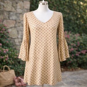 ARK & CO BOHO HIPPIE MIDI DRESS SIZE SMALL Flutter Sleeves